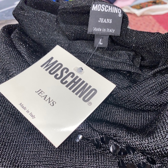 NWT Moschino Jeans Sleeveless Black Sequins Tank Size L - Picture 2 of 3